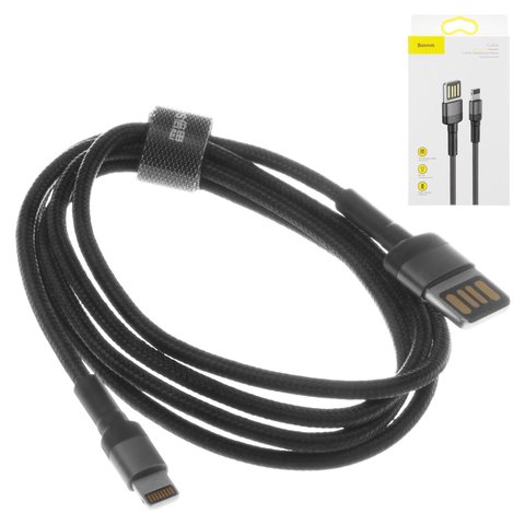 USB кабель Baseus Cafule, USB тип A, Lightning, 100 см, 2,4 А, чорний, #CALKLF GG1