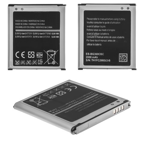 Акумулятор EB BG360CBC EB BG360CBN для Samsung J200F Galaxy J2, Li ion, 3,85 B, 2000 мАг, High Copy, без логотипа