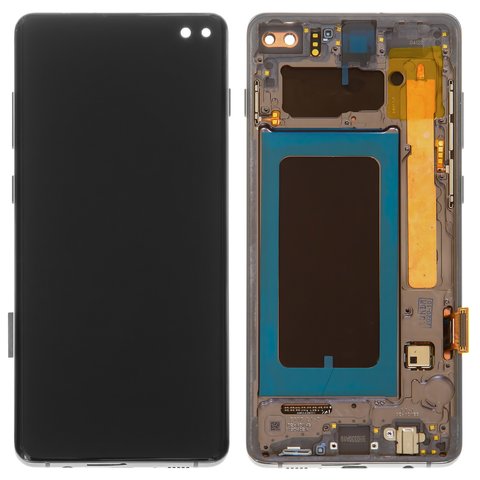 Дисплей для Samsung G975 Galaxy S10 Plus, чорний, з рамкою, Оригінал переклеєне скло 