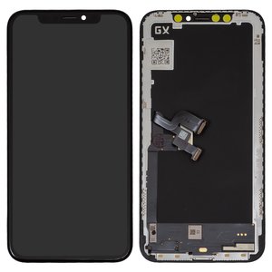 Дисплей для iPhone X, черный, с рамкой, High Copy, OLED , GX OEM hard