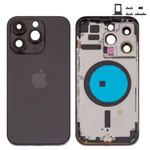 Корпус для iPhone 14 Pro, чорний, з тримачем SIM карти, з боковими кнопками, Original PRC , EU Version, space black