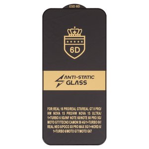 Защитное стекло ESD 6D для Realme 16 Pro; Infinix Note 60 X6879 , Note 60 Pro X6878 ; Motorola Moto G67, Moto G77; Xiaomi Poco X8 Pro Max 5G, совместимо с чехлом, Full Glue, Anti Static, без упаковки , черный