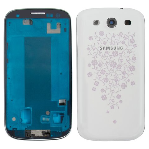 Housing compatible with Samsung I9300 Galaxy S3, white, with ornament 