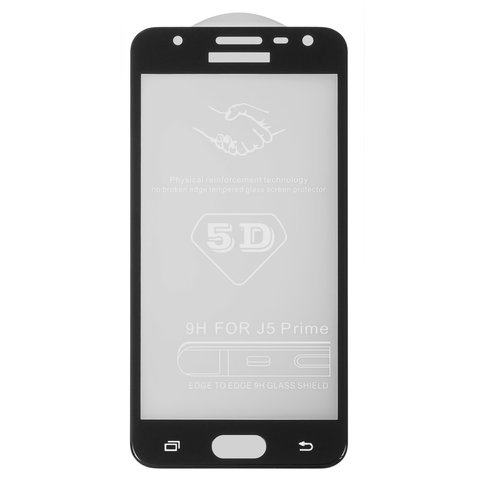 Tempered Glass Screen Protector All Spares compatible with Samsung G570 Galaxy On5 2016 , G570F DS Galaxy J5 Prime, 5D Full Glue, black, the layer of glue is applied to the entire surface of the glass 