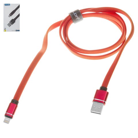 USB Cable Konfulon S77, USB type A, Lightning, 100 cm, 3 A, red 