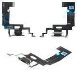 Flat Cable compatible with iPhone XR, (charge connector, black, with microphone, HC)