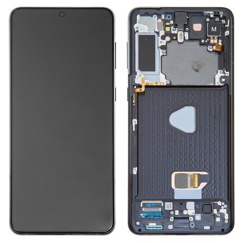 LCD compatible with Samsung G996 Galaxy S21 Plus 5G, black, with frame, Original PRC , phantom black 