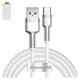 USB кабель Baseus Cafule Series Metal, USB тип-C, USB тип-A, 200 см, 40 Вт, белый, в нейлоновой оплетке, #CATJK-B02
