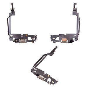 Flat Cable compatible with iPhone 12 Pro Max, charge connector, golden, with microphone, with components, Original PRC  