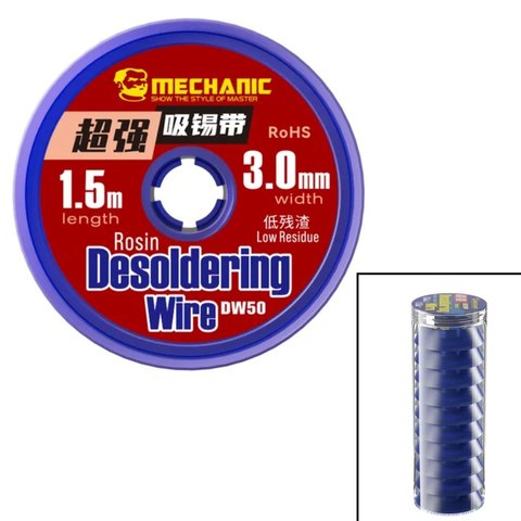 Desoldering Wick Mechanic DW50 3015, (W  3.0 mm, L  1.5 m, 10 pcs. 