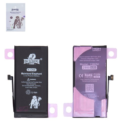 Аккумулятор Da Luxiang для Apple iPhone 13 mini, Li ion, 3,88 B, 2980 мАч, повышенная ёмкость, original IC