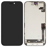 Pantalla LCD puede usarse con iPhone 16, negro, con marco, vidrio reemplazado