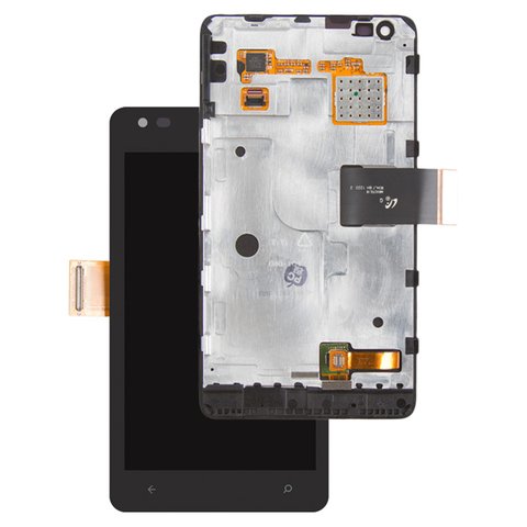 LCD compatible with Nokia 900 Lumia, black, with frame 