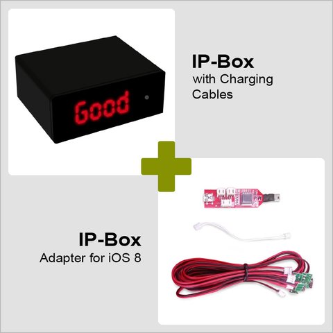 IP Box with Charging Cables and iOS8 Adapter