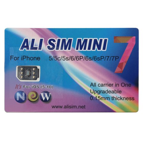 Ali SIM Mini 7 Upgradable Card for iPhone 5 5C 5S SE 6 6+ 6S 6S+ 7 7+