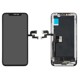 Дисплей для iPhone X, черный, с рамкой, HC, AMOLED , GX OEM soft