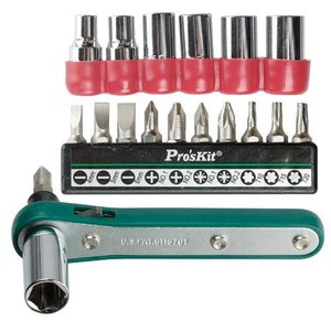 Offset Ratchet & Socket Driver Set Pro'sKit 1PK 202A Metric Size  , 17 pcs 