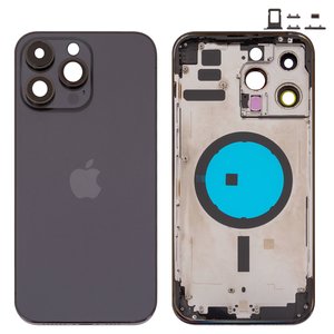 Housing compatible with iPhone 14 Pro Max, black, with SIM card holders, with side button, Original PRC , EU Version, space black 