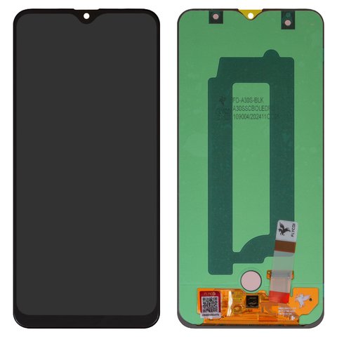 LCD compatible with Samsung A307 Galaxy A30s, A307F DS Galaxy A30s, black, without frame, FLYCDI, with wide edge, OLED