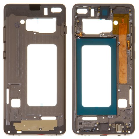 Parte media de carcasa puede usarse con Samsung G975 Galaxy S10 Plus, negra, con botones laterales, marco para fijar pantalla