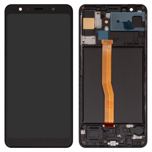 Pantalla LCD puede usarse con Samsung A750 Galaxy A7 2018 , negro, con marco, High Copy, OLED 