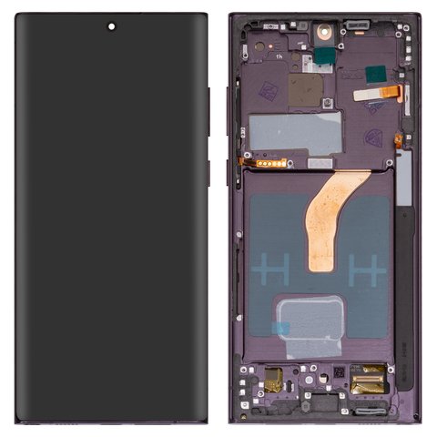 Pantalla LCD puede usarse con Samsung S908B Galaxy S22 Ultra 5G, morado, con marco, High Copy, OLED 