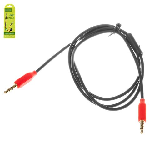 AUX кабель Hoco UPA12, TRS 3.5 мм, TRRS 3.5 мм, 100 см, чорний, силіконовий, з мікрофоном