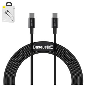USB кабель Baseus Superior, 2xUSB тип C, 200 см, 100 Вт, 5 А, чорний, силіконовий, #CATYS C01