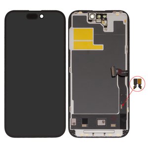 Дисплей для iPhone 14 Pro, черный, с рамкой, HC, без микросхемы, AMOLED , GX OEM soft, 120Hz