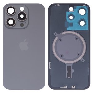 Задняя панель корпуса для iPhone 15 Pro, серая, со стеклом камеры, HC, natural titanium