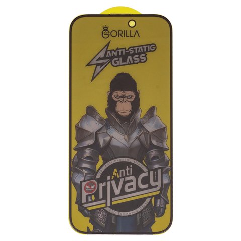 Защитное стекло для Apple iPhone 16 Pro, совместимо с чехлом, Full Glue, Anti Static, Anti Peeping, черный, gorilla