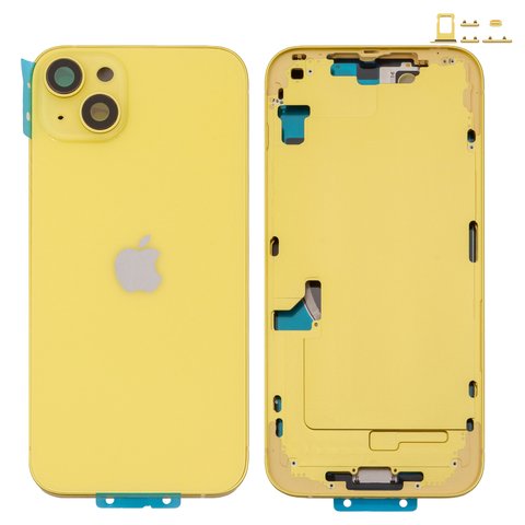 Корпус для iPhone 14 Plus, желтый, с держателем SIM карты, с боковыми кнопками, Original PRC , EU Version, yellow