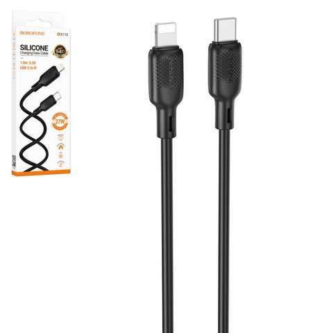 USB кабель Borofone BX113, USB тип C, Lightning, 100 см, 27 Вт, чорний, #6941991115370